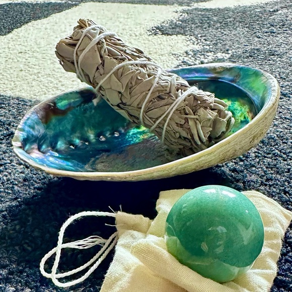 *NEW* Colorful Abalone MotherPearl Shell, White Sage Bundle & Turq Marble Kit - Picture 4 of 5